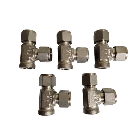 Swagelok SS-810-3TFT Run Tee Fittings, 1/2" Tube x 3/8" FNPT (5 pcs, New Open Box) - Photo 1