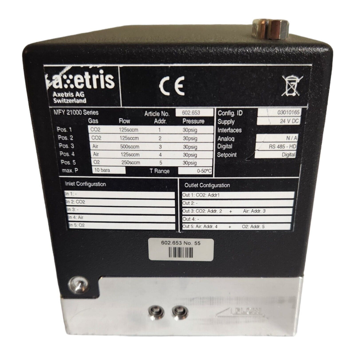 Axetris MFY 21000 Series Mass Flow Controller (Used) - Photo 3