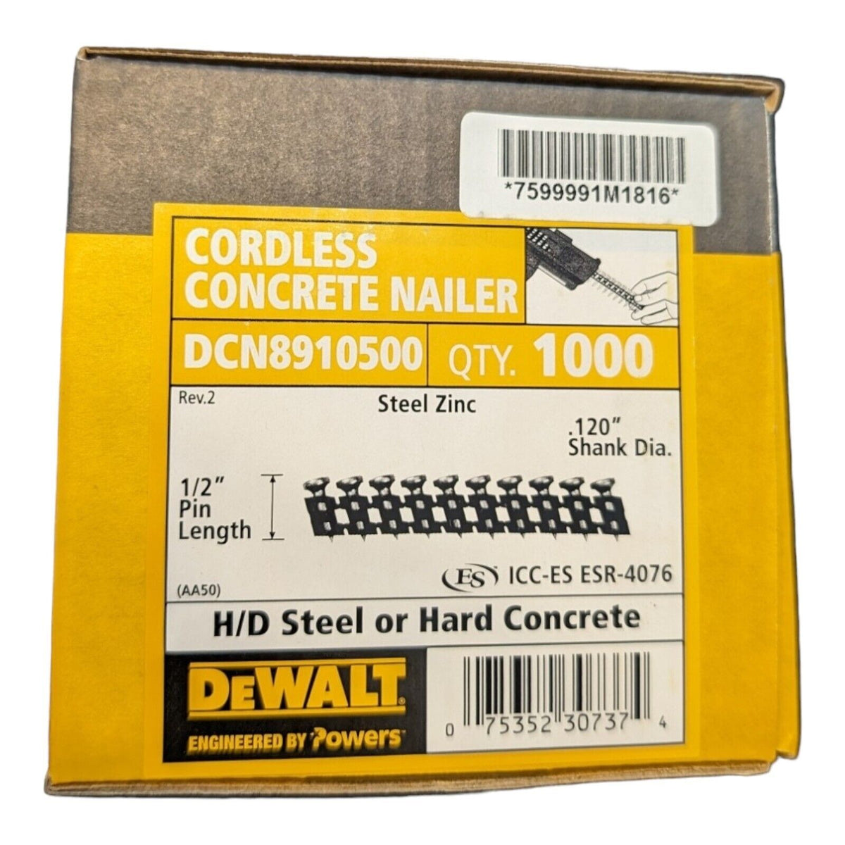 DeWalt DCN8910500 CCN Concrete Pins, 1/2" x .120" (1000/box, New) - Photo 1
